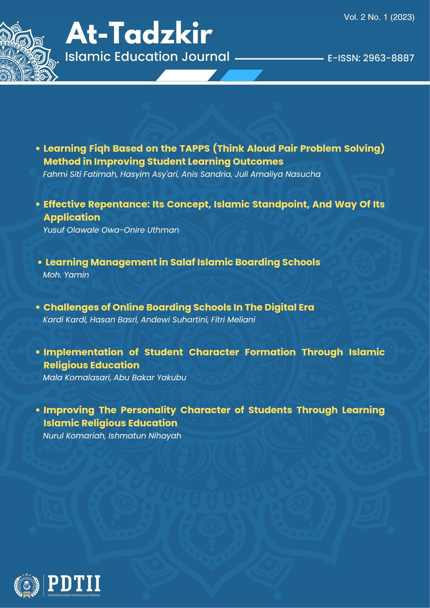 					View Vol. 2 No. 1 (2023): Transformative Islamic Education
				
